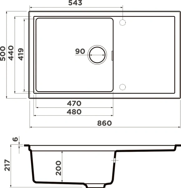 Мойка для кухни Omoikiri Sintesi 86-CN 86 см canyon 4997132 (детальная фотография), врезные