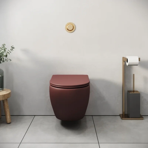 Унитаз подвесной Grossman Color бордовый матовый GR-4455VIMS (детальная фотография), без бачка, со скрытым бачком