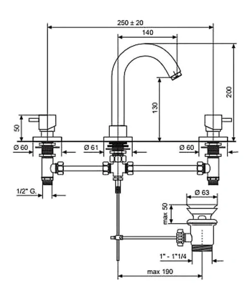 Смеситель для раковины Emmevi Piper 45033 45033/CR (детальная фотография), для раковины