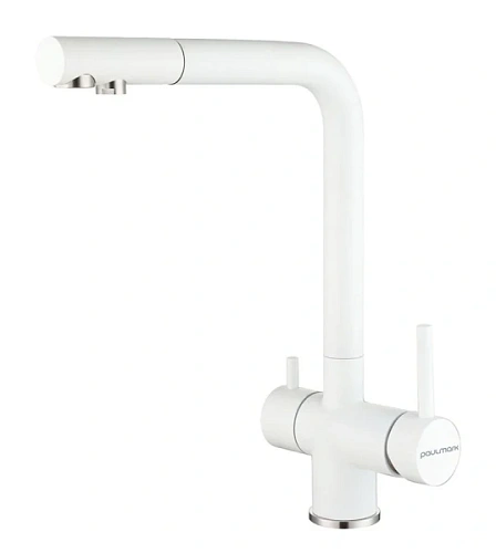 Смеситель для кухни Paulmark Skalen белый матовый - фото 2