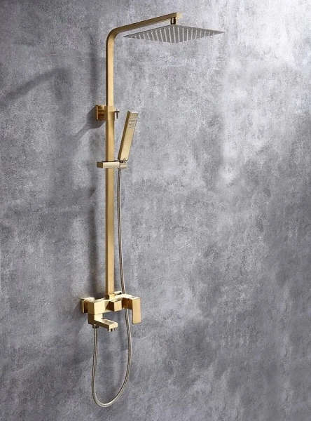 Душевая стойка Abber Daheim золото матовое AF8216G  (детальная фотография), с тропическим душем