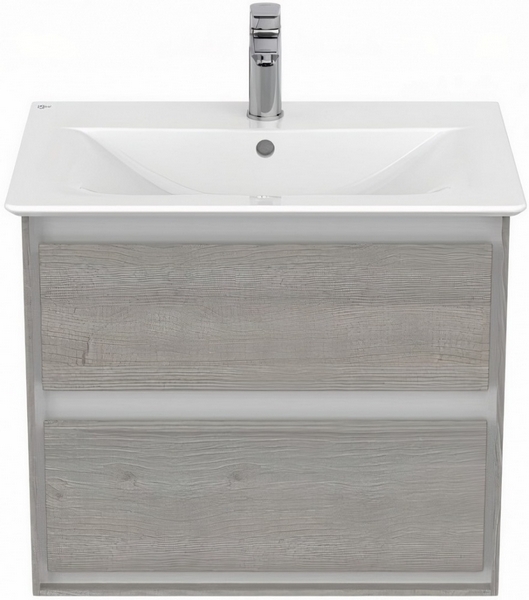Тумба под раковину подвесная Ideal Standard Connect Air 60 см светло-серое дерево, белый матовый E0818PS (детальная фотография), моноблок