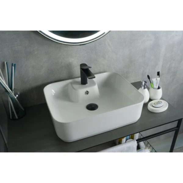 Раковина GID Geometrico N9445 52 см белая 51155 (детальная фотография), накладные (на столешницу)