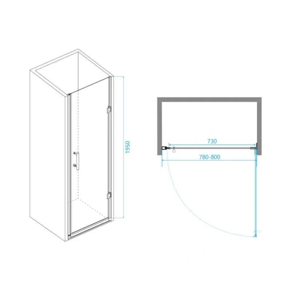 Душевая дверь в нишу RGW Passage PA-06B 80 см стекло прозрачное 41080608-14 (детальная фотография), современные, hi-tech
