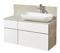 Тумба под раковину подвесная Акватон Мишель 100 см дуб эндгрейн/белый