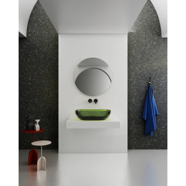 Раковина Abber Kristall 60 см зеленая AT2805Emerald (детальная фотография), в форме чаши, круглой формы