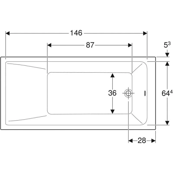 Ванна акриловая Geberit Renova Plan 554.303.01.1, 160 х 75 см, белая (детальная фотография), 160х75