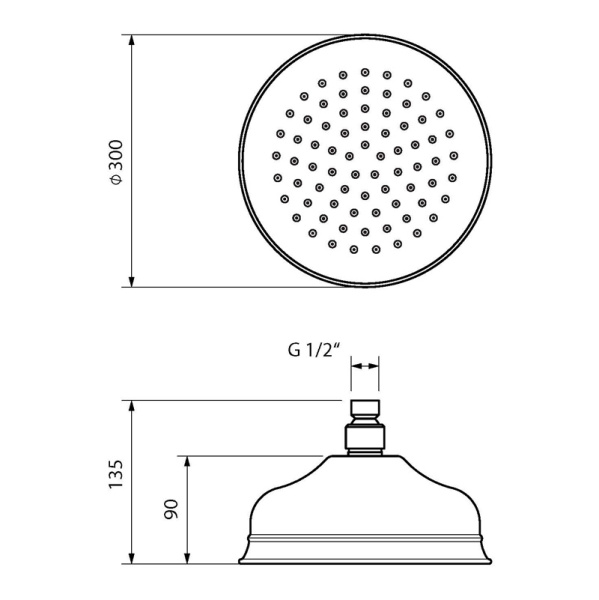 Схема (детальная фотография), верхние души