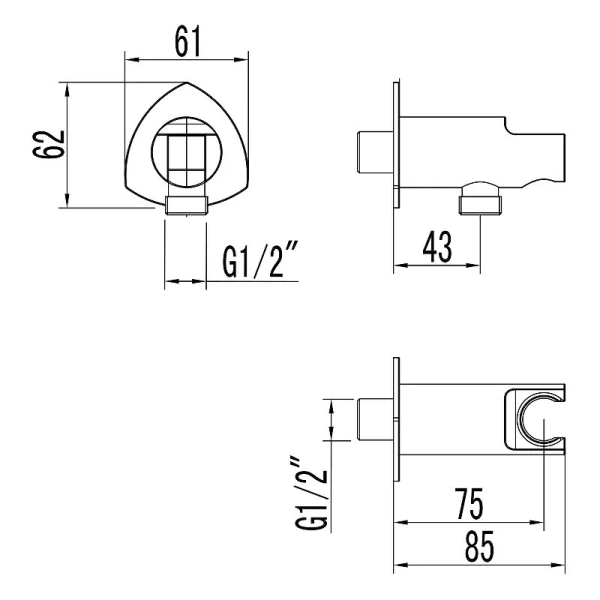 Подключение для душевого шланга Lemark с держателем, хром LM3585C (детальная фотография), в наличии