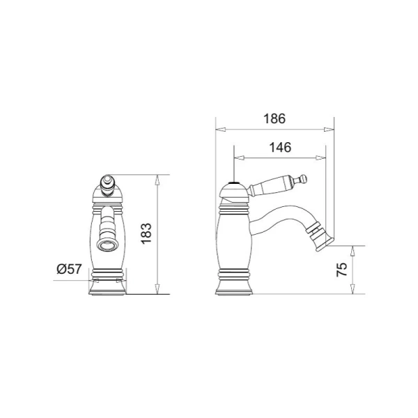 Смеситель для биде Migliore Oxford золото 19162 (детальная фотография), для биде
