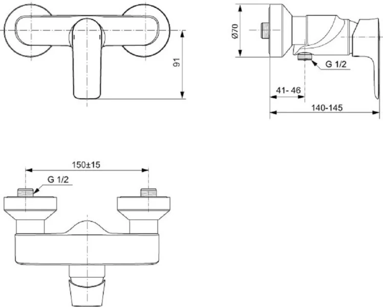 Смеситель для душа Ideal Standard Connect Air одноручный A7032AA (детальная фотография), современные, hi-tech