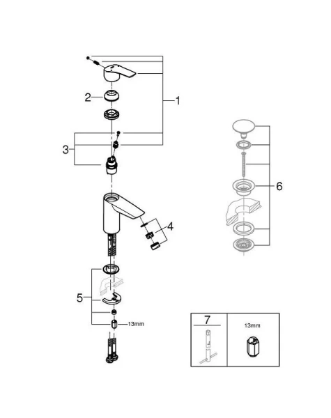 Смеситель для раковины Grohe Eurosmart хром 32467003 (детальная фотография), современные, hi-tech