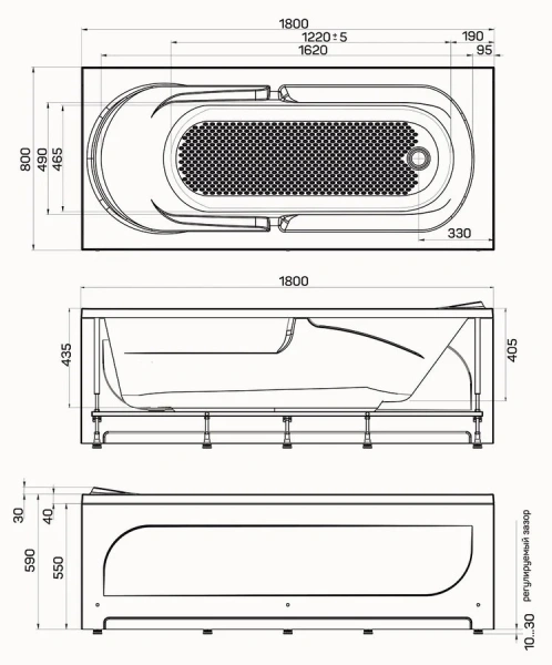 Ванна акриловая Poseidon Danaya 01дан1880 180 x 80 см, белая (детальная фотография), акриловые