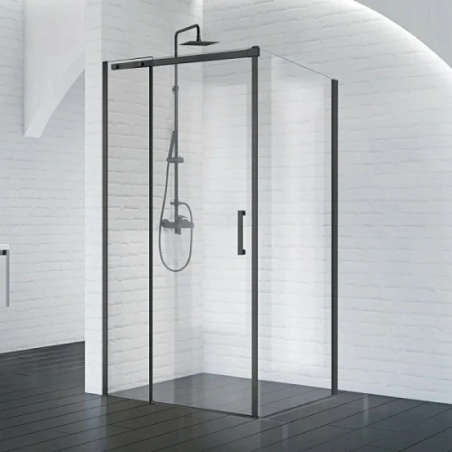 Душевой уголок BelBagno Acqua 130х90 см профиль черный - фото 2