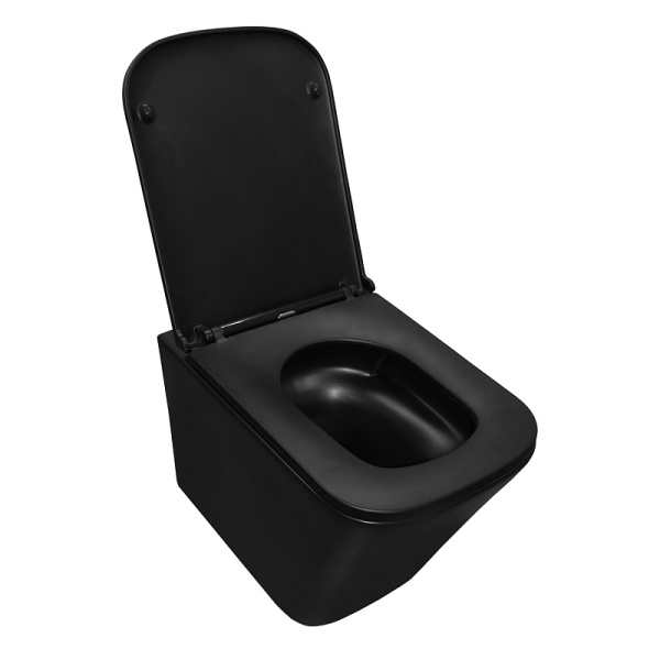 Унитаз подвесной Azario Teramo черный матовый AZ-0052-UQ1MB (детальная фотография), подвесные