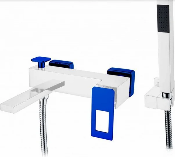 Смеситель для ванны Boheme Q белый/синий 143-WUW (детальная фотография)