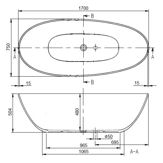 Ванна квариловая Villeroy&Boch Antao UBQ170TAO7V-01, 170 x 75 см, отдельностоящая, белый (детальная фотография), квариловые