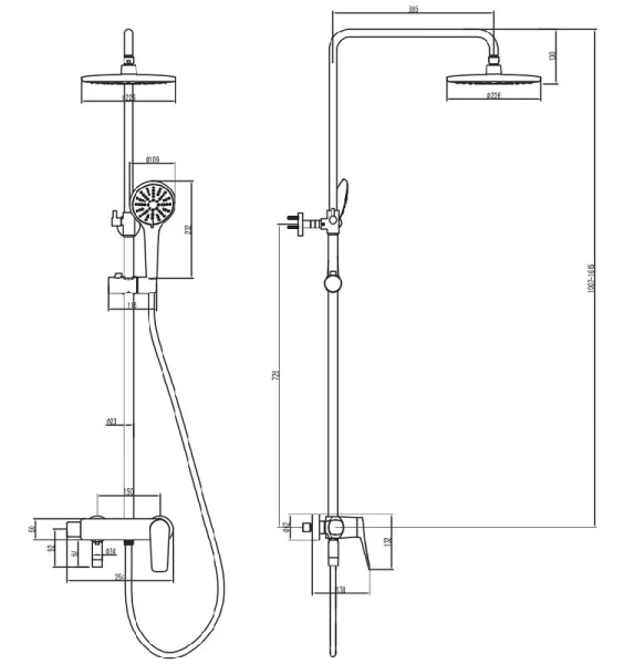 Душевая стойка Lemark Bronx графит LM3762GM (детальная фотография), современные, hi-tech