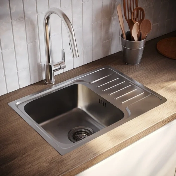 Мойка для кухни IDDIS Sound 61 см сатин SND60SDi77 (детальная фотография), из нержавеющей стали, стальные, металлические