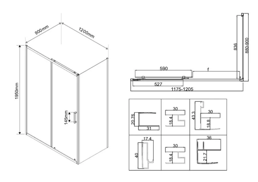 Душевой уголок Vincea City 120х90 см профиль хром, стекло текстурное VSR-5CT9012MT (детальная фотография), прямоугольные