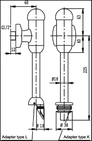 Смывной механизм для писсуара Ideal Standard нажимной B6928AA (детальная фотография), в наличии