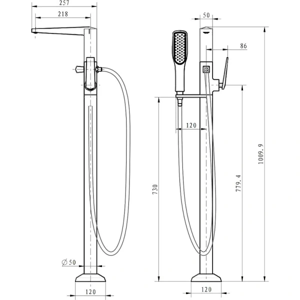 Смеситель для ванны Boheme Venturo Shine Gun Metall 379-SGM (детальная фотография), для ванны
