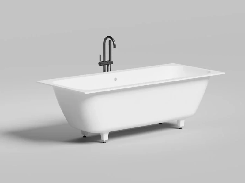 Ванна из искусственного камня Salini Orlanda Axis 180x80 см встраиваемая, белый матовый 103212M (детальная фотография), без гидромассажа, большие