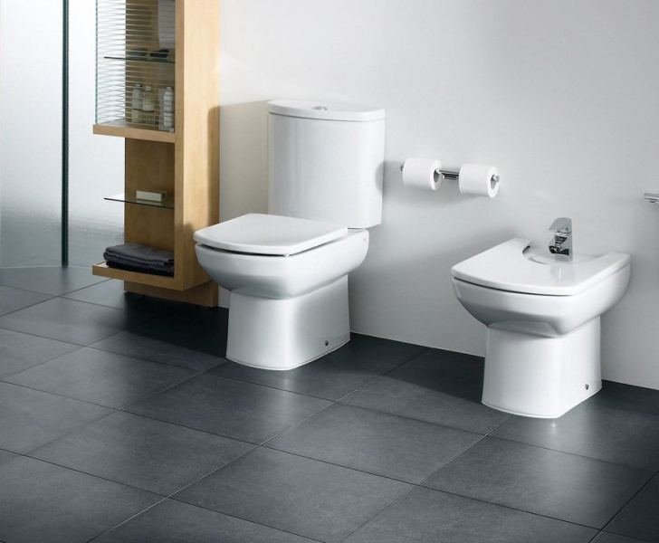 Унитаз компакт Roca Dama Senso подвод воды снизу (детальная фотография), напольные