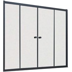 Душевая шторка на ванную профиль черный матовый стекло сатин Vegas-glass