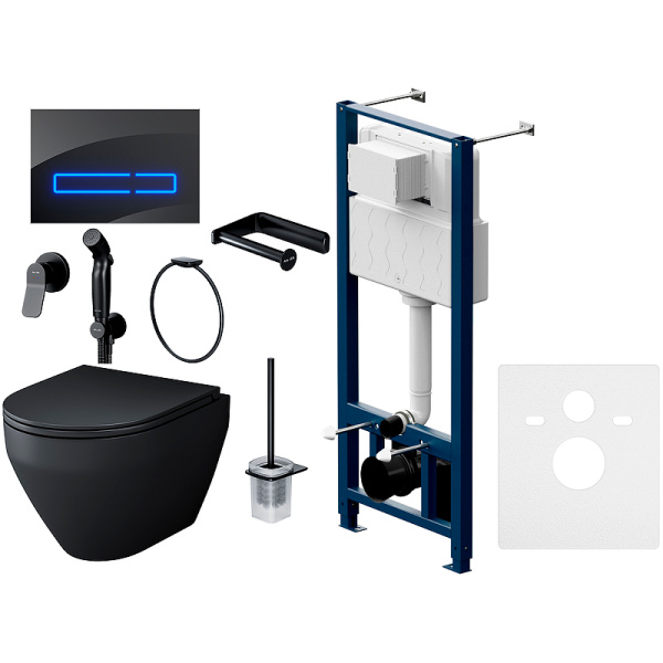 Унитаз с инсталляцией Am.Pm Spirit 2.0 черный с гигиеническим душем CK70GH (детальная фотография)