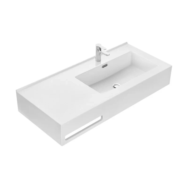 Раковина Акватон Квадро Про 1A733231QA01 100 см с полотенцедержателем (детальная фотография), современные, hi-tech