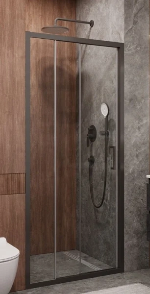 Душевая дверь в нишу Cezares Molveno 120 см стекло прозрачное профиль оружейная сталь MOLVENO-BF-3-120-C-GM-IV (детальная фотография)