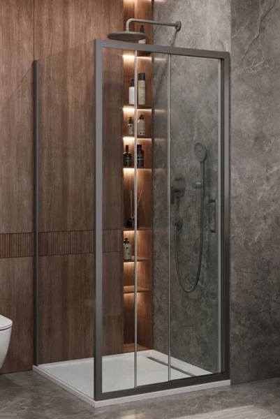 Душевой уголок Cezares Molveno 100х90 см стекло прозрачное профиль оружейная сталь MOLVENO-AHF-31-100/90-C-GM-IV (детальная фотография)
