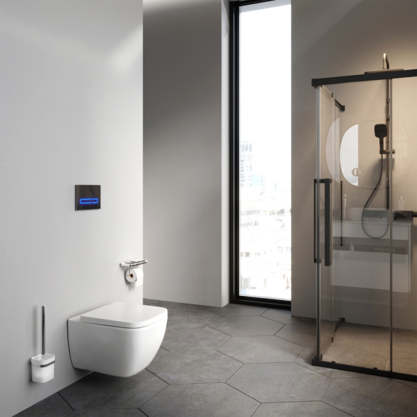 Унитаз подвесной Am.Pm Gem с сиденьем микролифт C901701SC (детальная фотография), современные, hi-tech, прямоугольные