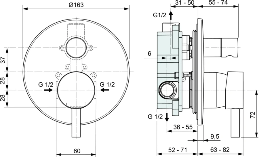 Смеситель для душа Ideal Standard Ceraline черный матовый A6939XG (детальная фотография), черные