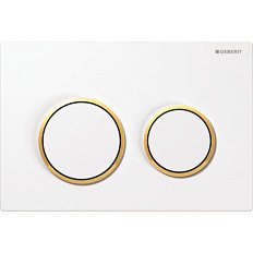 Клавиша смыва Geberit Omega 20 белая/кольца золото