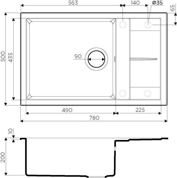 Мойка для кухни Omoikiri Sumi 78 LB-PL 78 см платина 4993724 (детальная фотография), прямоугольной формы