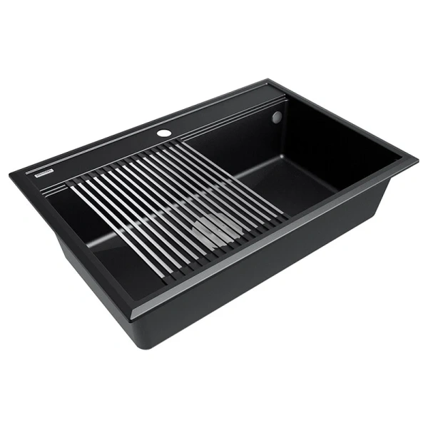 Мойка для кухни Paulmark Stepia 75 см черный металлик PM117551-BLM (детальная фотография)