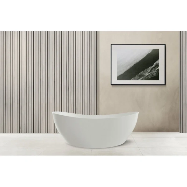 Ванна из искусственного камня Abber Stein 163x85 см белая матовая AS9615-1.6 (детальная фотография), современныe, hi-tech