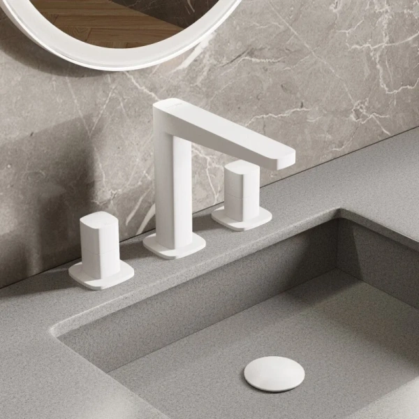 Смеситель для раковины WasserKRAFT Saale белый матовый 9535 (детальная фотография), современные, hi-tech