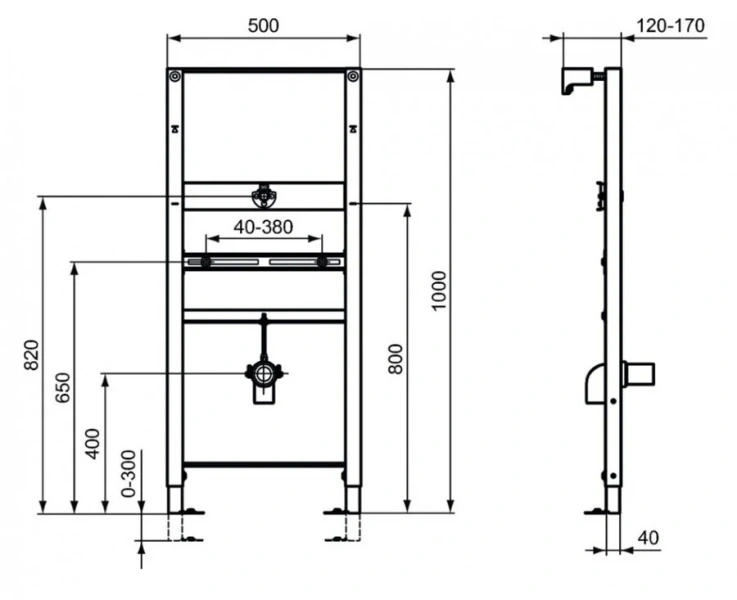 Рама для монтажа перегородки для писсуара или поручня Ideal Standard ProSys с крепежами R010567 (детальная фотография), нет в наличии