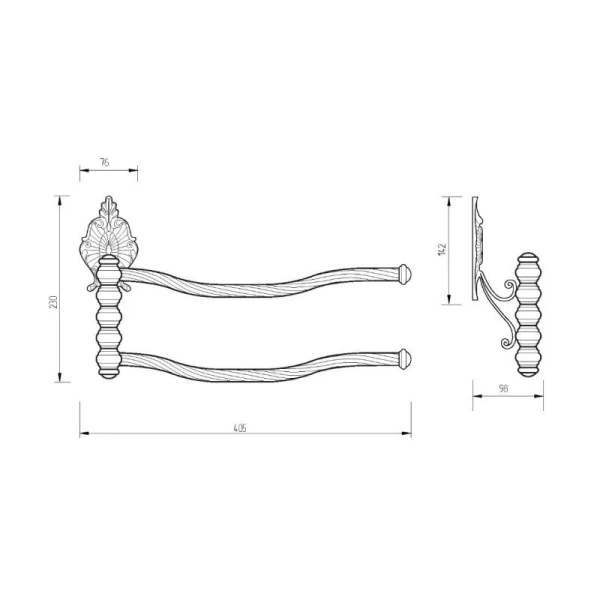 Полотенцедержатель Migliore Elisabetta хром 17039 (детальная фотография), классические, ретро, декорированные