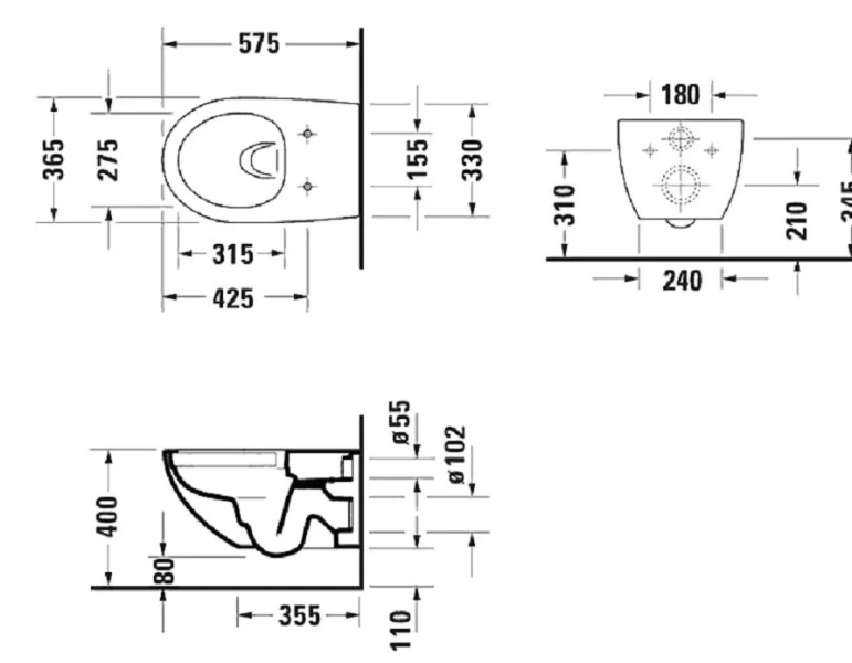 Унитаз подвесной Duravit Architec белый 45726900A1 (детальная фотография), подвесные, встраиваемые
