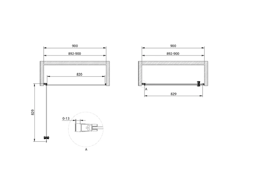 Душевая дверь в нишу Cezares Eco 90 см стекло прозрачное, профиль черный ECO-O-B-1-90-C-NERO (детальная фотография), современные, hi-tech