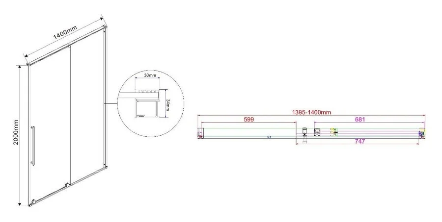 Душевая дверь в нишу Vincea Arno 140 см стекло прозрачное VPS-1A140CL (детальная фотография), современные, hi-tech