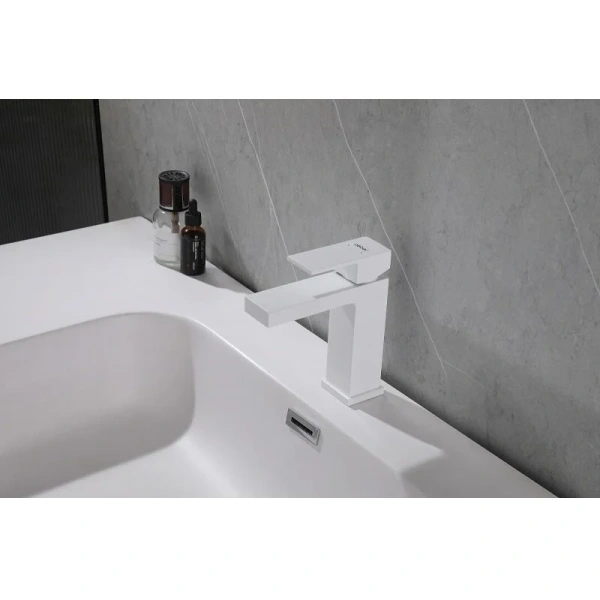 Смеситель для раковины Abber Daheim белый матовый AF8210W (детальная фотография), современные, hi-tech