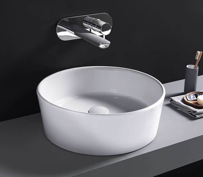 Раковина накладная Hatria Happy Hour 45х45 см YXSK01 (детальная фотография), накладные (на столешницу), пристенные