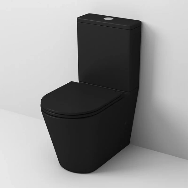 Унитаз компакт Grossman черный матовый GR-4449BMS (детальная фотография), безободковые, сиденье с микролифтом , с антивсплеском, компакт, низкие