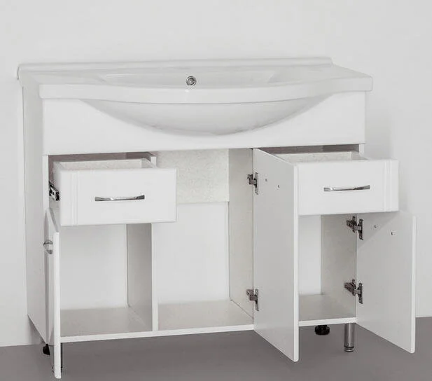 Тумба под раковину напольная Style Line Эко Стандарт 96 см белая ЛС-00000240 (детальная фотография), современная, hi-tech