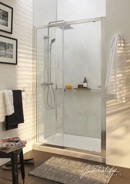 Душевая дверь реверсивная Jacob Delafon Serenity 100 см прозрачное стекло, профиль хром E14C100-GA (детальная фотография), хром